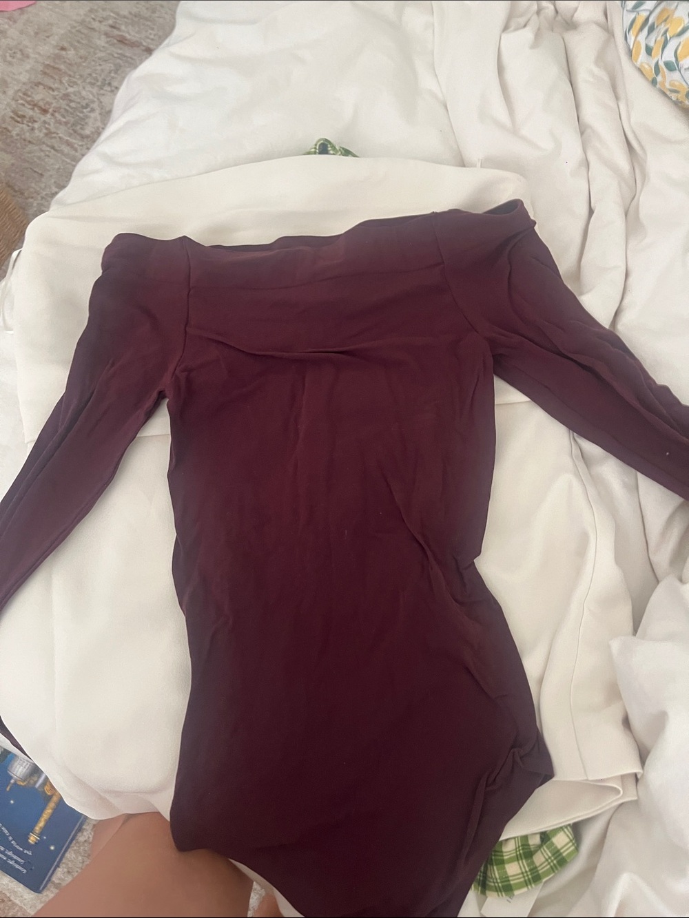 Commando Off-Shoulder Long Sleeve Bodysuit - Burgundy